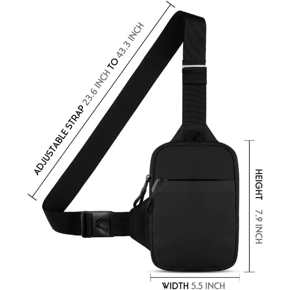 💫 Men Black Mini Crossbody Bag Sling Dual Pocket Running Phone Holder Chest Bag